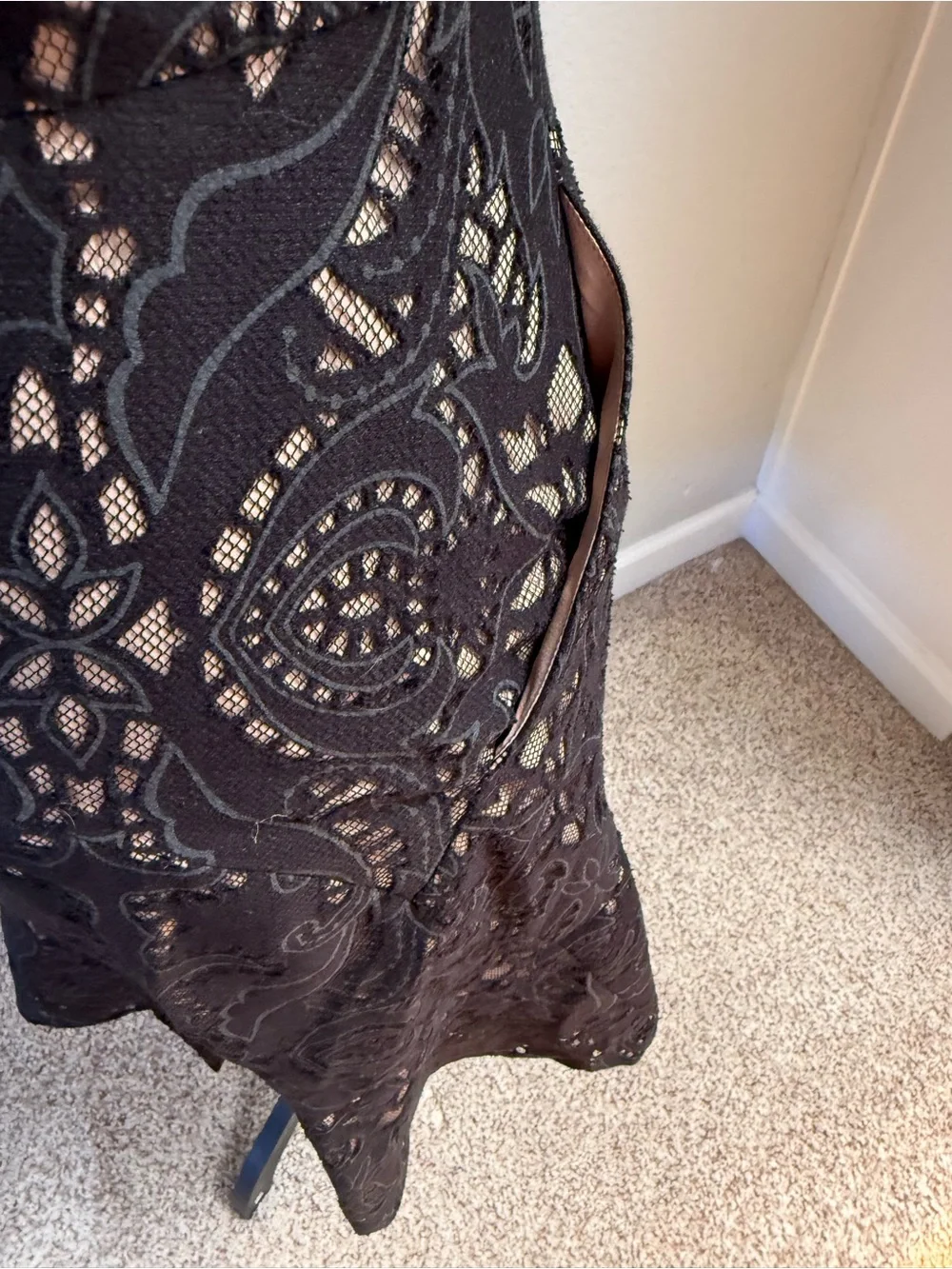 BCBGMaxAzria Black Lace Fit-and-Flare Mini Dress - Picture 3 of 4